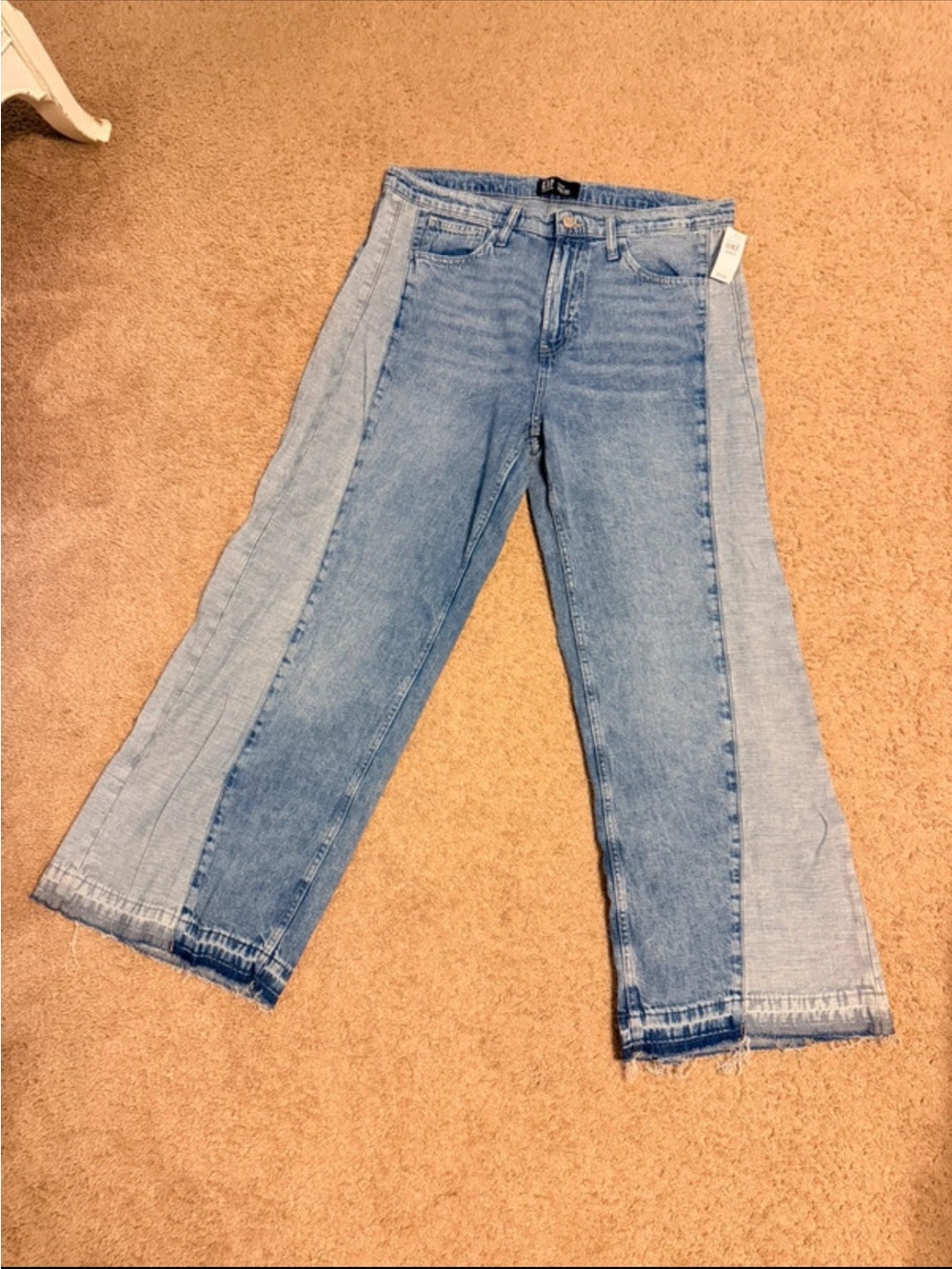GAP Two-Tone Blue Wide-Leg Flare Jeans